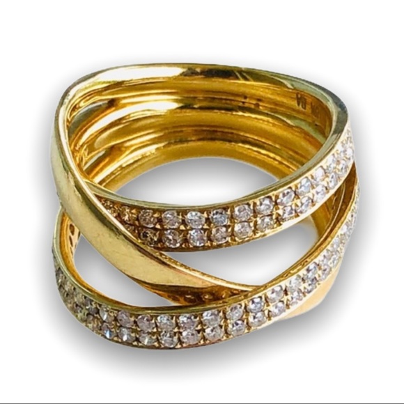 hand made Jewelry - 18K BA Gold Band Diamond Row Ring Fits: 7.5